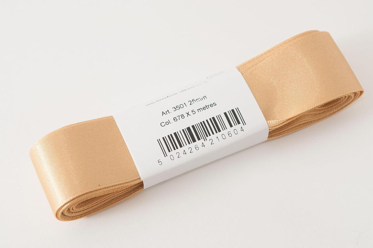 Berisfords Satin Ribbon Pack 5m x 25mm Honey Gold (4pc)
