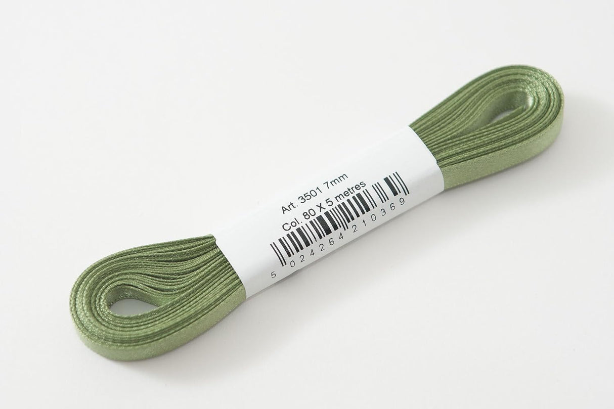Berisfords Satin Ribbon Pack 5m x 7mm Khaki (4pc)