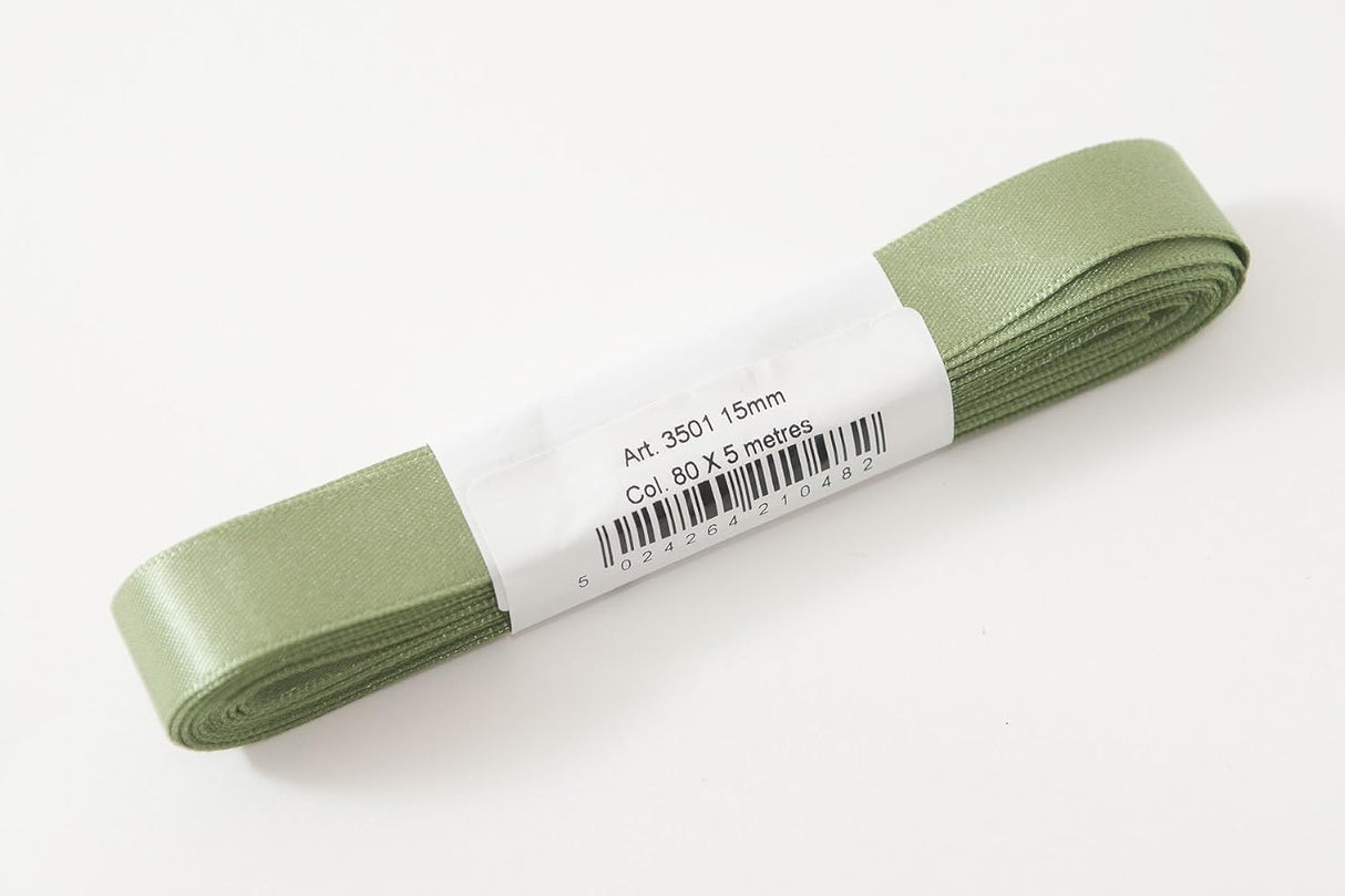 Berisfords Satin Ribbon Pack 5m x 15mm Khaki (4pc)