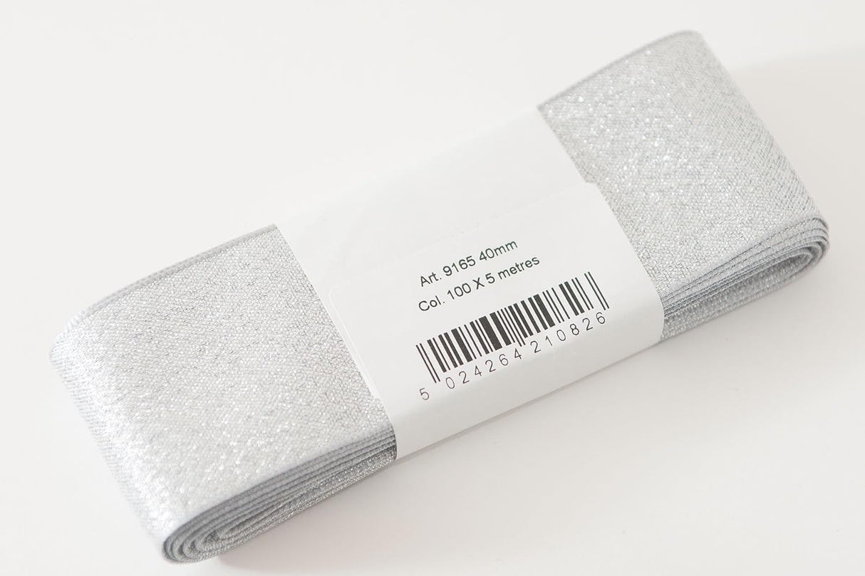 Berisfords Satin Ribbon Pack 5m x 40mm Silver (4pc)