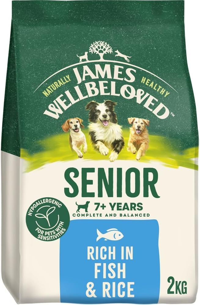 James Wellbeloved Adult Senior Dry Dog Food - Fish & Rice Kibble 15kg Bag