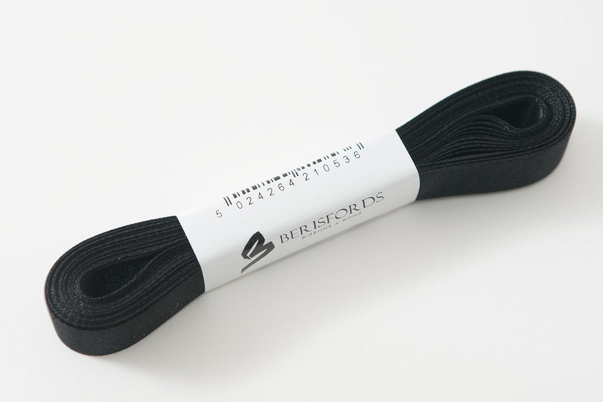 Berisfords Satin Ribbon Pack 5m x 7mm Black (4pc)
