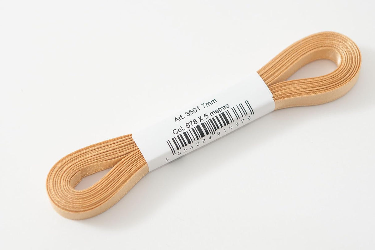 Berisfords Satin Ribbon Pack 5m x 7mm Honey Gold (4pc)