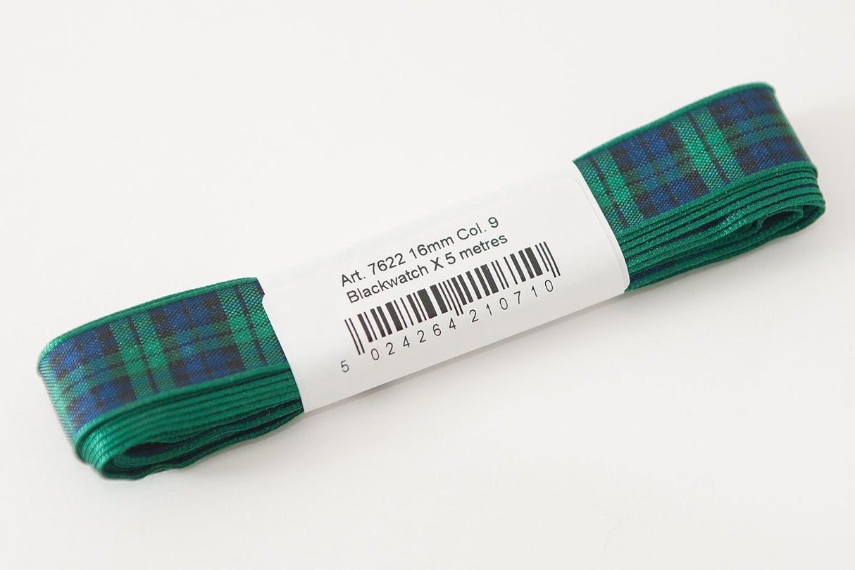 Berisfords Tartan Ribbon Pack 5m x 16mm Black Watch (4pc)