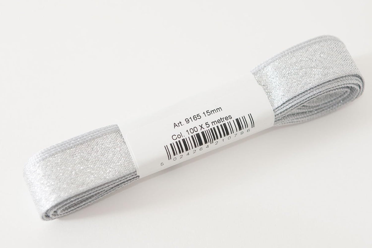 Berisfords Satin Ribbon Pack 5m x 15mm Silver (4pc)