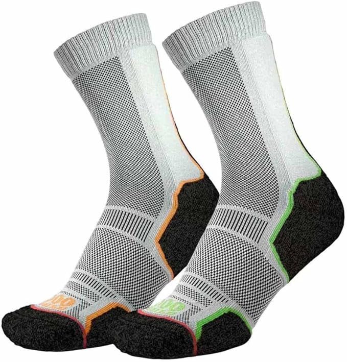 1000 Mile 2271 Trek Repreve Socks Men's (Twin Pack) - Black/Orange & Black/Green (XL)