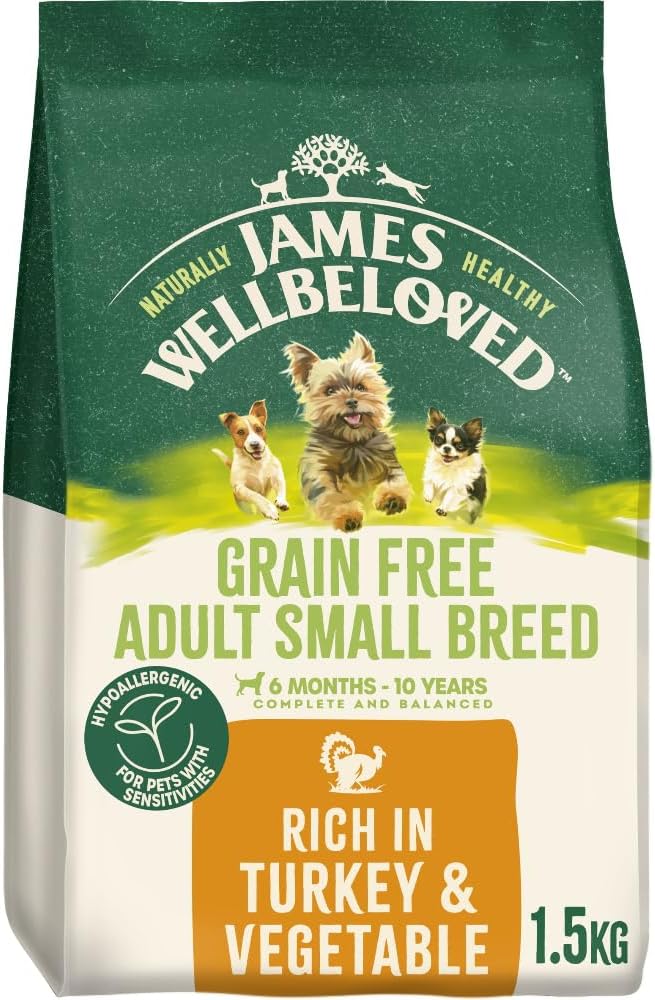 James Wellbeloved Adult Small Breed Dry Dog Food Grain Free - Turkey Kibble 1.5kg Bag