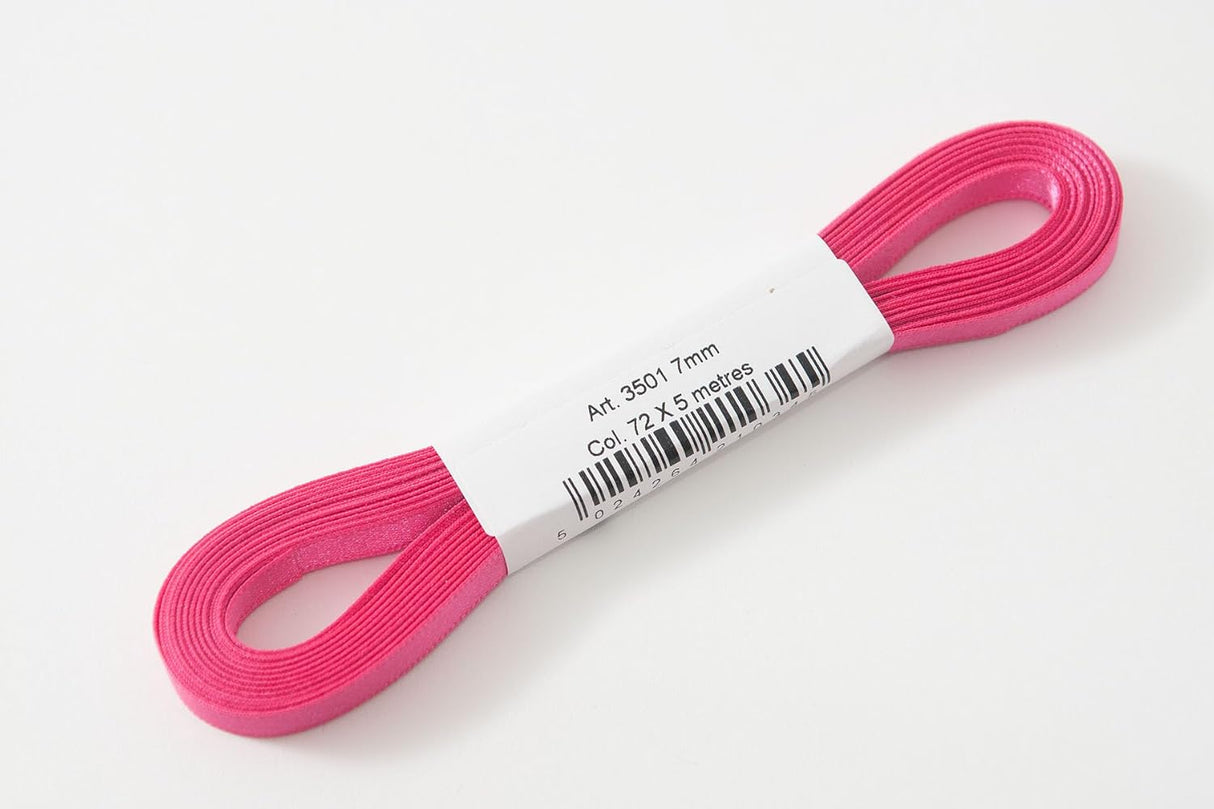 Berisfords Satin Ribbon Pack 5m x 7mm Shocking Pink (4pc)