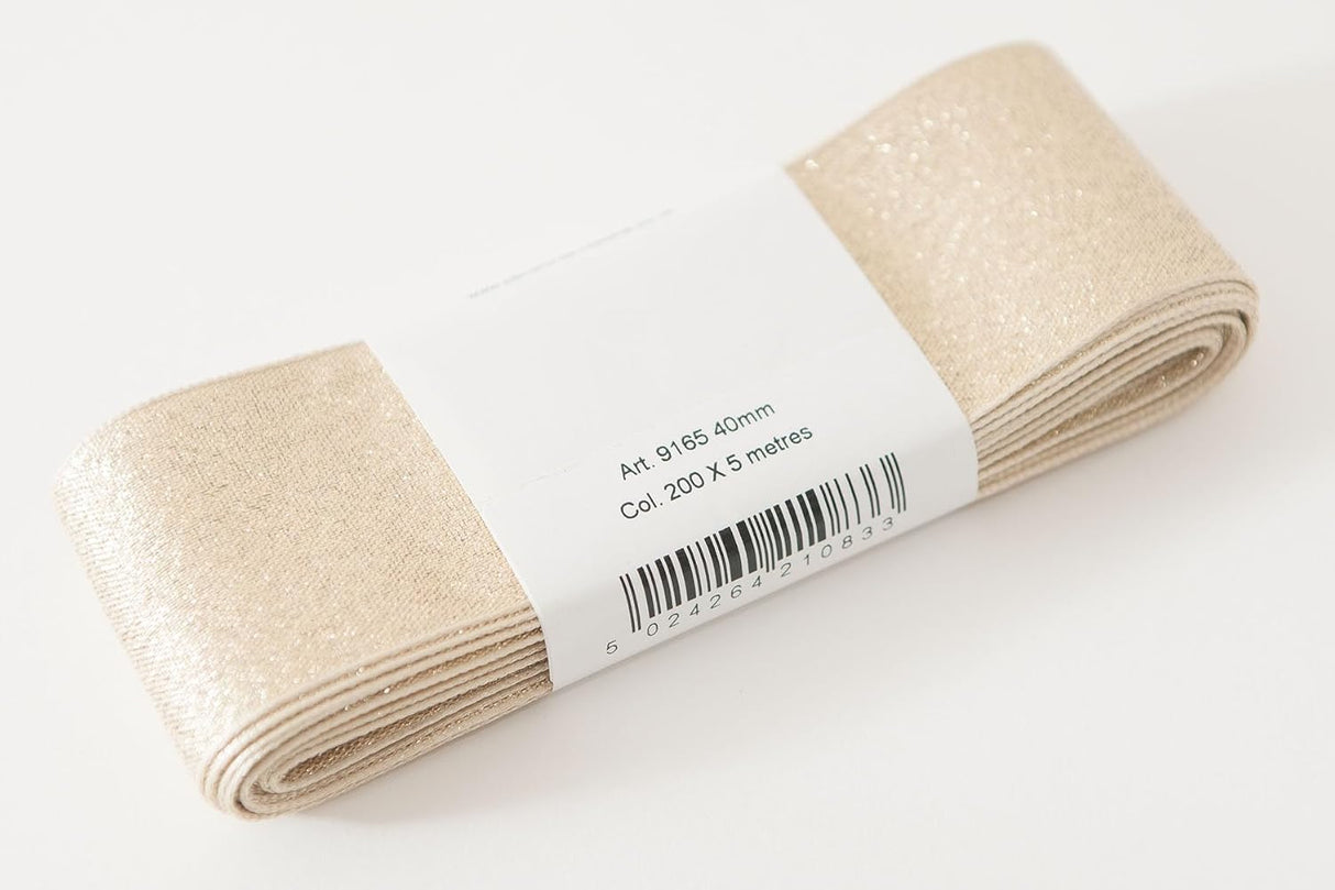 Berisfords Satin Ribbon Pack 5m x 40mm Gold (4pc)