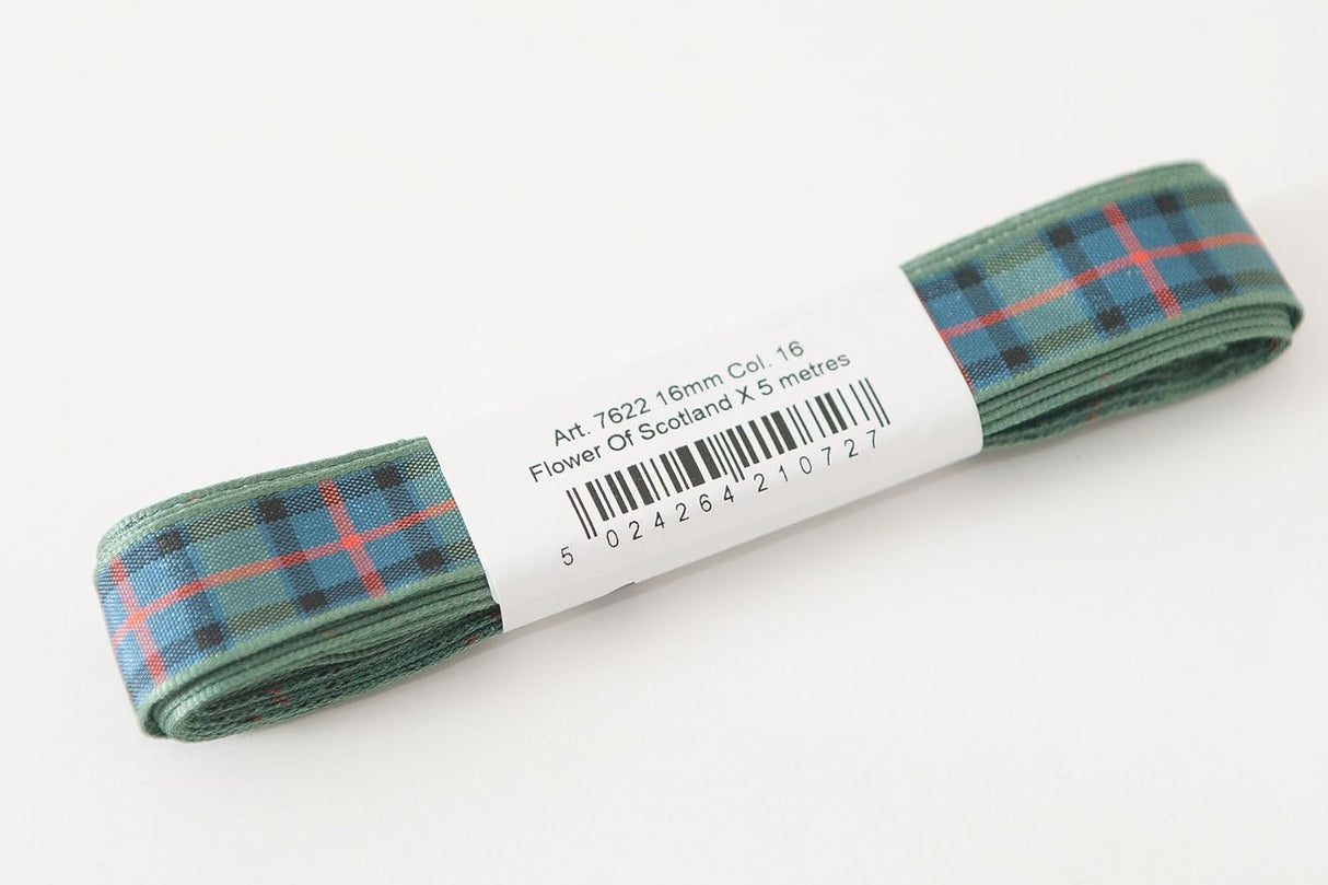 Berisfords Tartan Ribbon Pack 5m x 16mm Flower Of Scotland (4pc)
