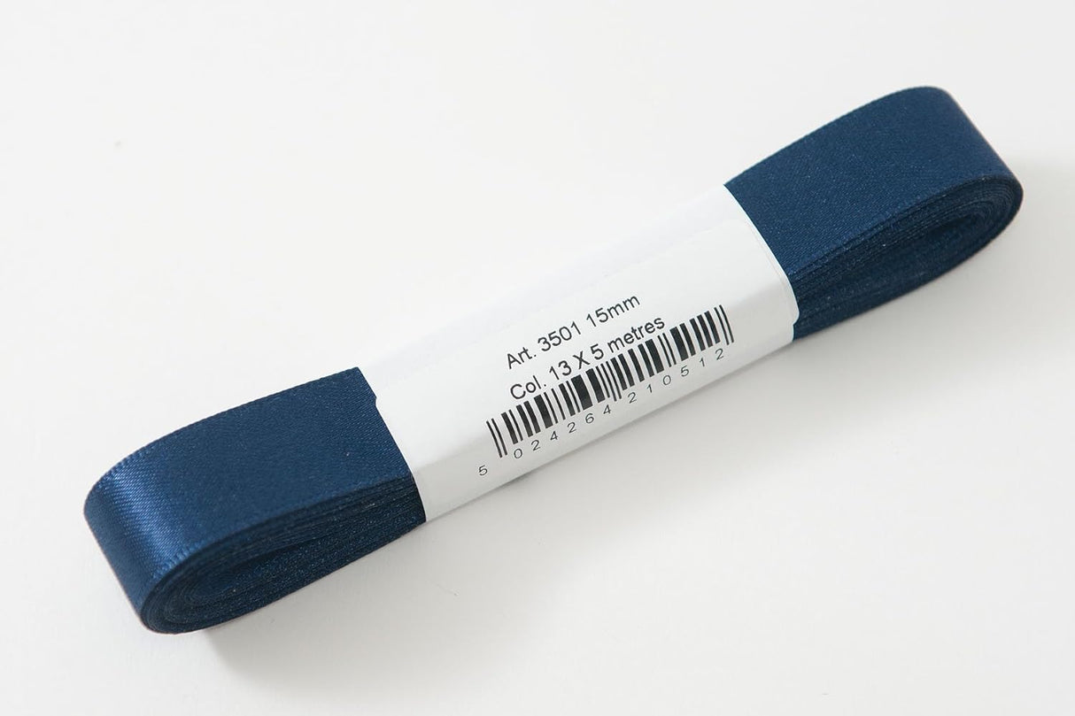 Berisfords Satin Ribbon Pack 5m x 15mm Navy Blue (4pc)