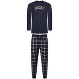Lucky Brand Crew Neck & Closed Hem Flannel Pant Pyjama Set