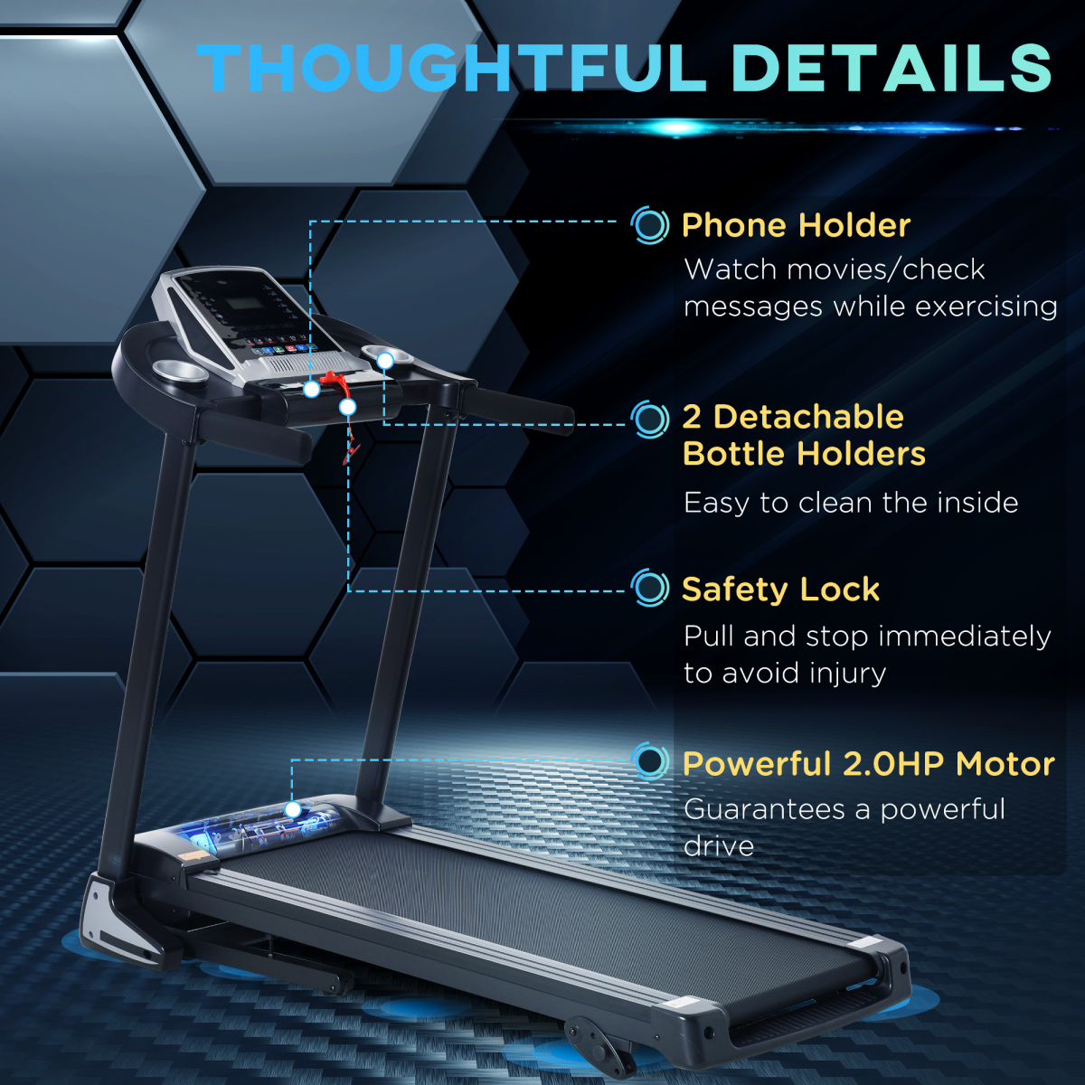 Folding 12km/h Electric Treadmill Running Machine Incline LED Display