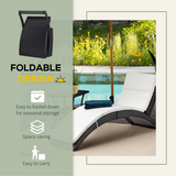 Sun Lounger Rattan Hammock Sun Bed Garden Folding Recliner Chair w/ Cushion