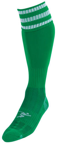 Precision 3 Stripe Pro Football Socks Junior - Green/White (UK J12-2)