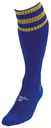 Precision 3 Stripe Pro Football Socks Junior - Royal/Gold (UK J12-2)