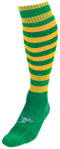 Precision Hooped Pro Football Socks Adult - Green/Gold (Size 7-11)