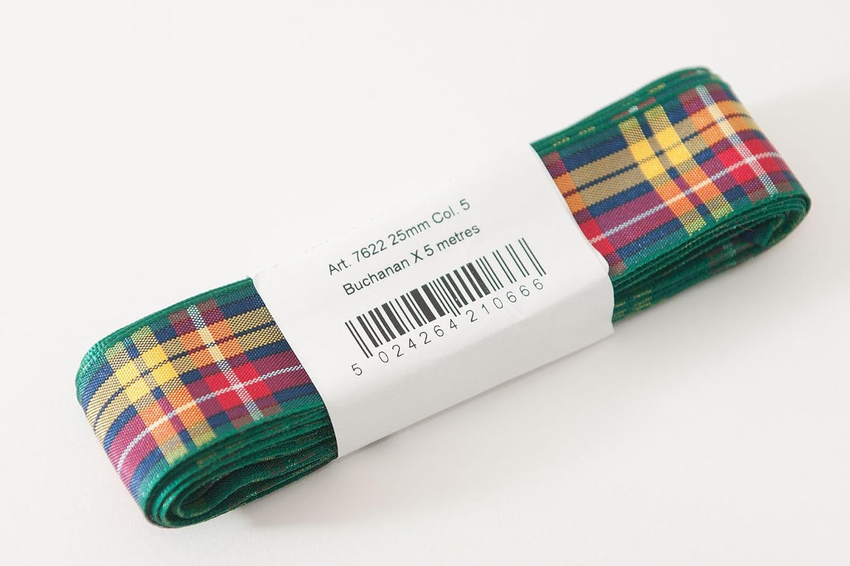 Berisfords Tartan Ribbon Pack 5m x 25mm Black Watch (4pc)