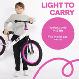 Bixe Pro Balance Bike 16" Aluminium Pink for Kids (3-7yrs)