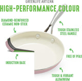 GreenLife Artizan 26cm & 20cm Frying Pan Set Ceramic Non-Stick (Pink)