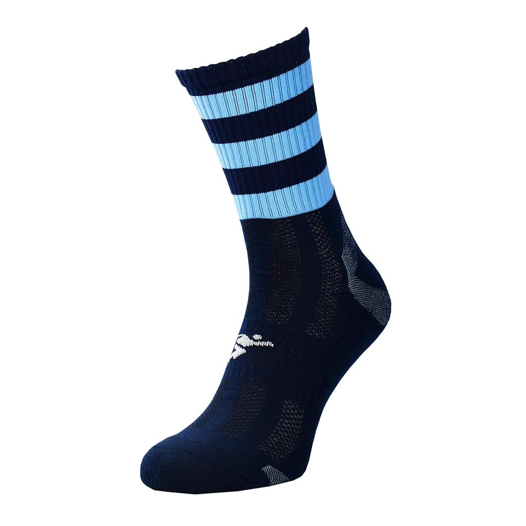 Precision Pro Hooped GAA Gaelic Mid Socks Junior - Navy Blue/Sky Blue (Size J12-2)
