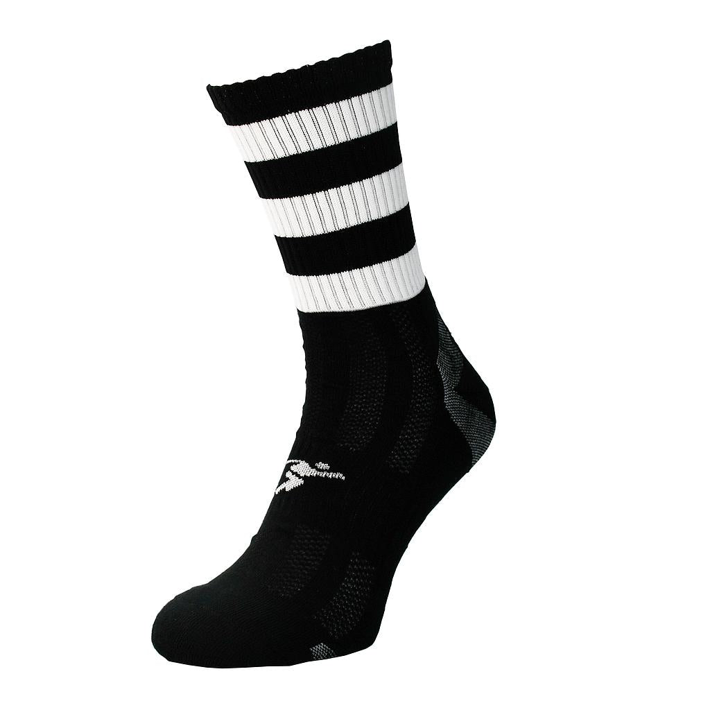 Precision Pro Hooped GAA Gaelic Mid Socks Adult - Black/White (Size 7-11)