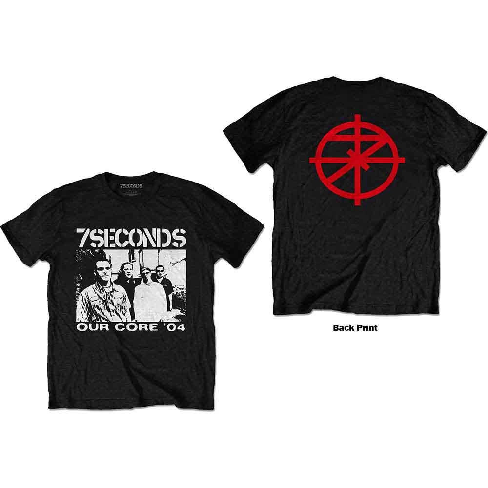 7 Seconds Unisex Adult T-Shirt Our Core (Back Print) Black (S)