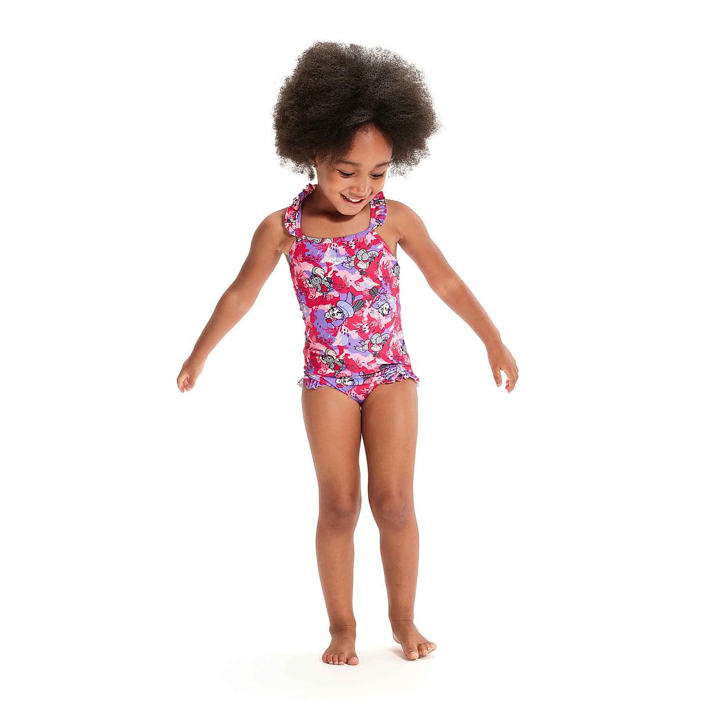 Speedo LTS Printed Frill Thinstrap Infants Swimsuit Pink/Purple (4yrs)