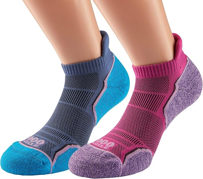 1000 Mile 2263 Run Socklet Ladies (Twin Pack) - Pink/Lavander (S)