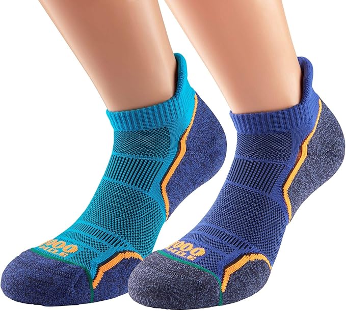 1000 Mile 2263 Run Socklet Men's (Twin Pack) - Kingfisher/Navy (M)