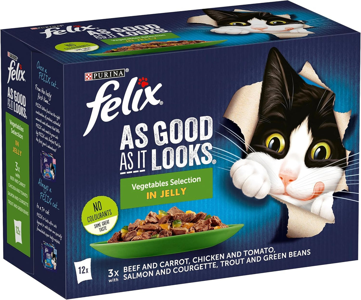 Felix AGAIL Vegetables Selection in Jelly Wet Cat Food Pouch (12 x 85g)