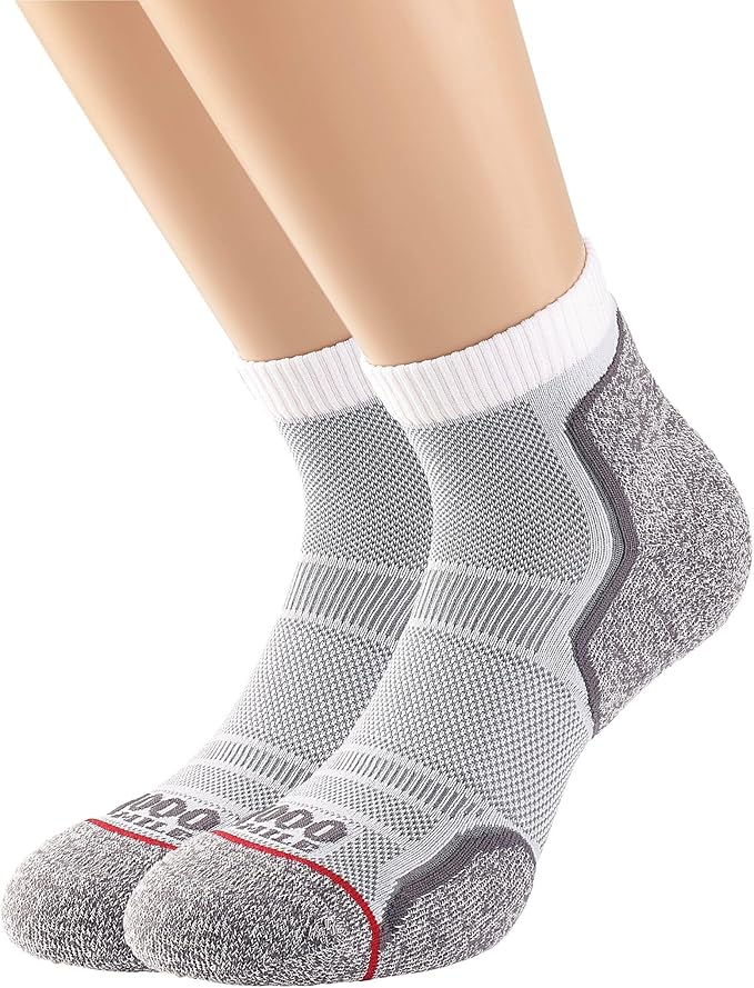 1000 Mile 2261 Run Anklet Socks Men's - White/Grey (XL)