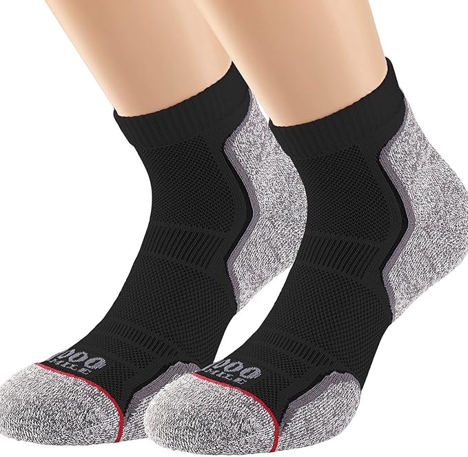 1000 Mile 2262 Run Anklet Repreve Socks Men's (Twin Pack) - Black/Grey (XL)