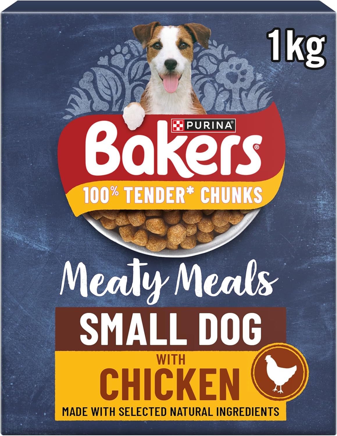 Bakers Complete Adult Meaty Meals Chicken Dry Dog Food Small Dog 1kg (5 Packs)