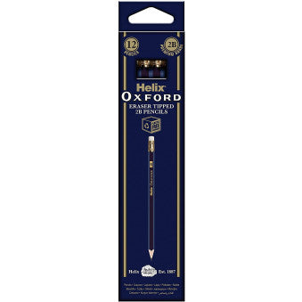 Helix Oxford Graphite Pencil 2B with Eraser Tip (12pk)