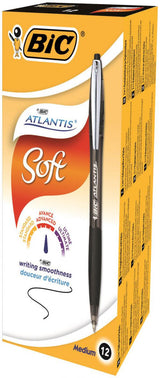 BIC Atlantis Premium Retractable Ballpoint Pen 1.0mm Tip Black (12pk)