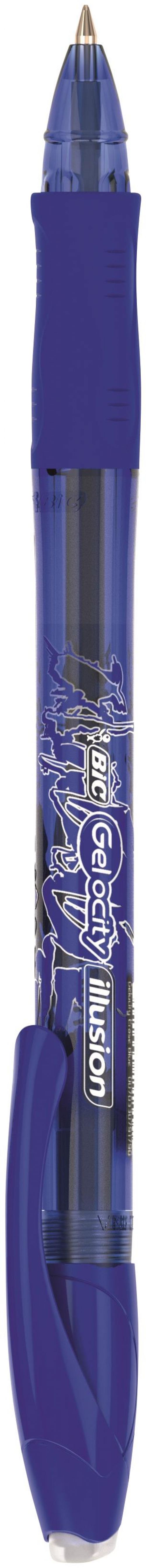 BIC Gelocity Illusion Erasable Gel Rollerball Pen 0.7mm Tip Blue (12pk)