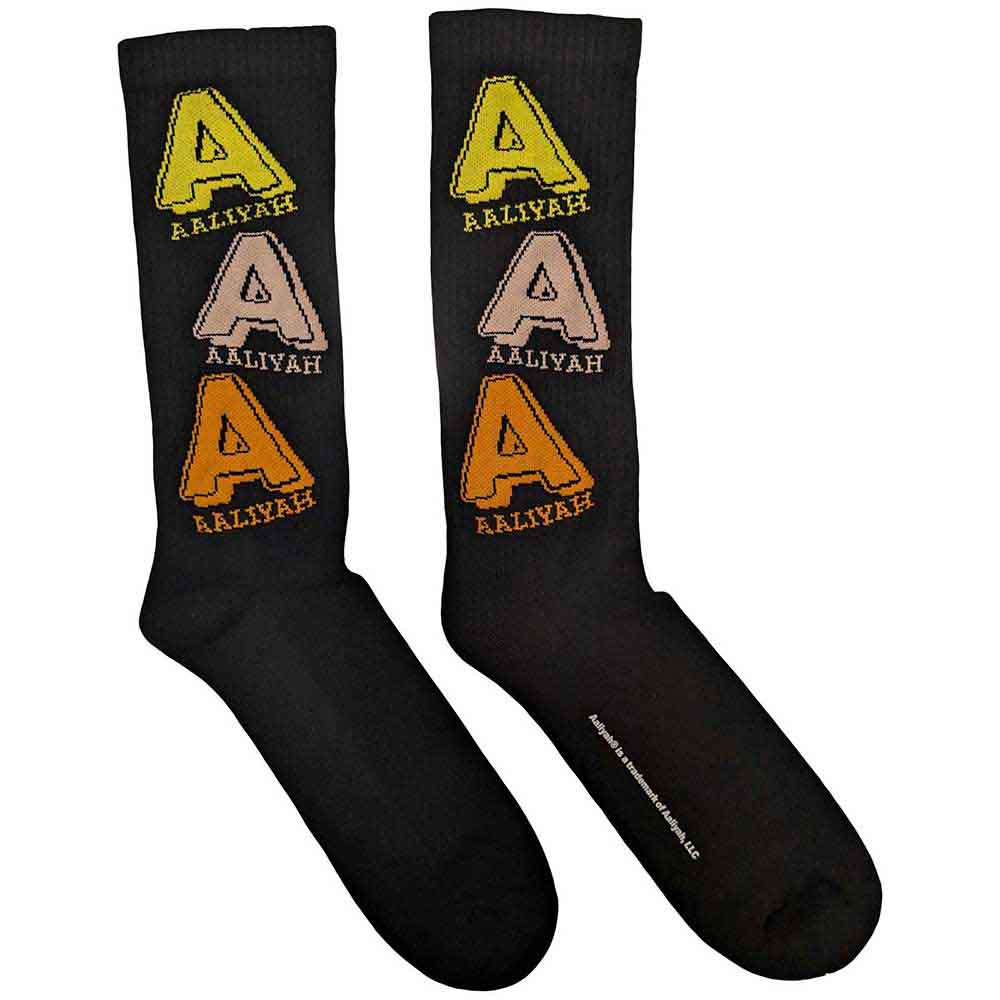Aaliyah Unisex Ankle Socks Tricolour Logo Black Adult (L)