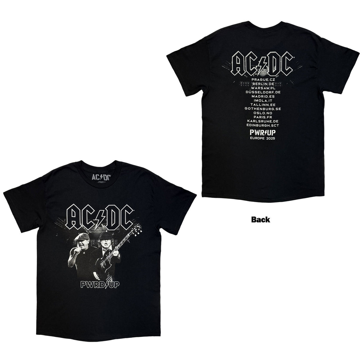 AC/DC Unisex T-Shirt B&W Photo North American Tour '25 (Back Print) Black (XXXL)