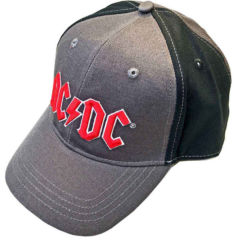 AC/DC Unisex Baseball Cap Red Logo Charcoal Grey & Black