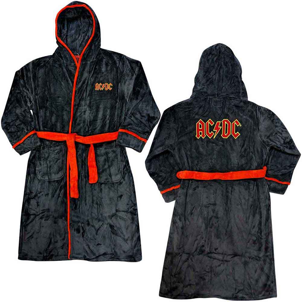 AC/DC Unisex Bathrobe Black with Red Detsil Logo (L)