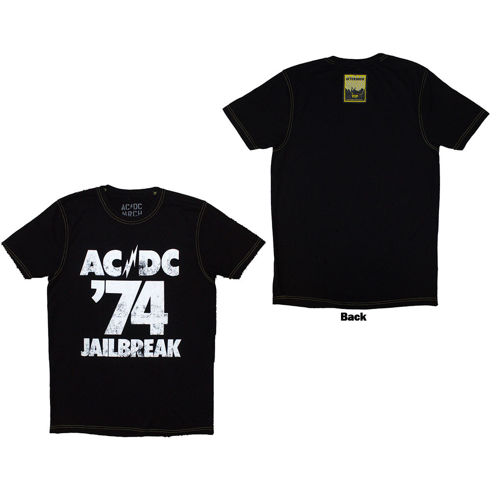 AC/DC Unisex T-Shirt 74 Jailbreak (Back Print & Ex-Tour) Black (M)
