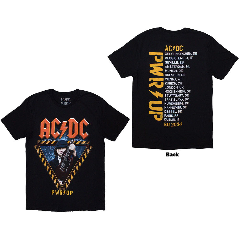 AC/DC Unisex T-Shirt Angus Triangle PWR-UP EU Tour '27 (Back