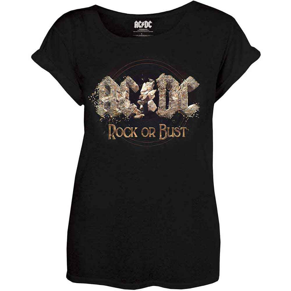 AC/DC Ladies T-Shirt Rock or Bust Black (M)
