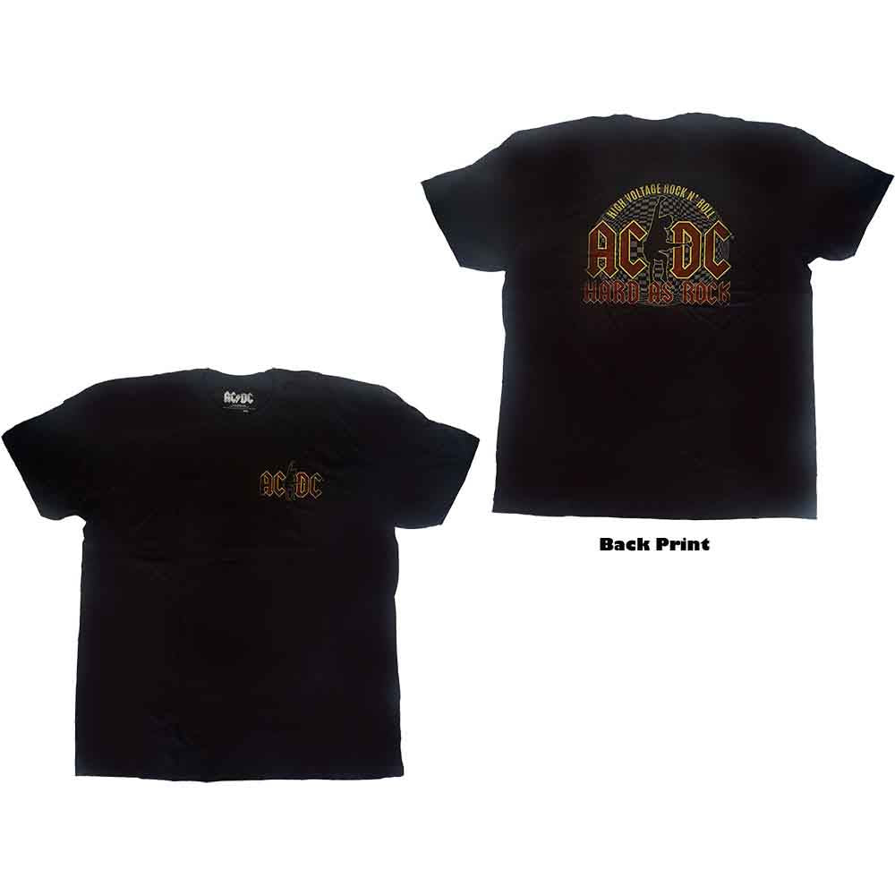 AC/DC Unisex T-Shirt Hard As Rock (Back Print) Black (XXL)