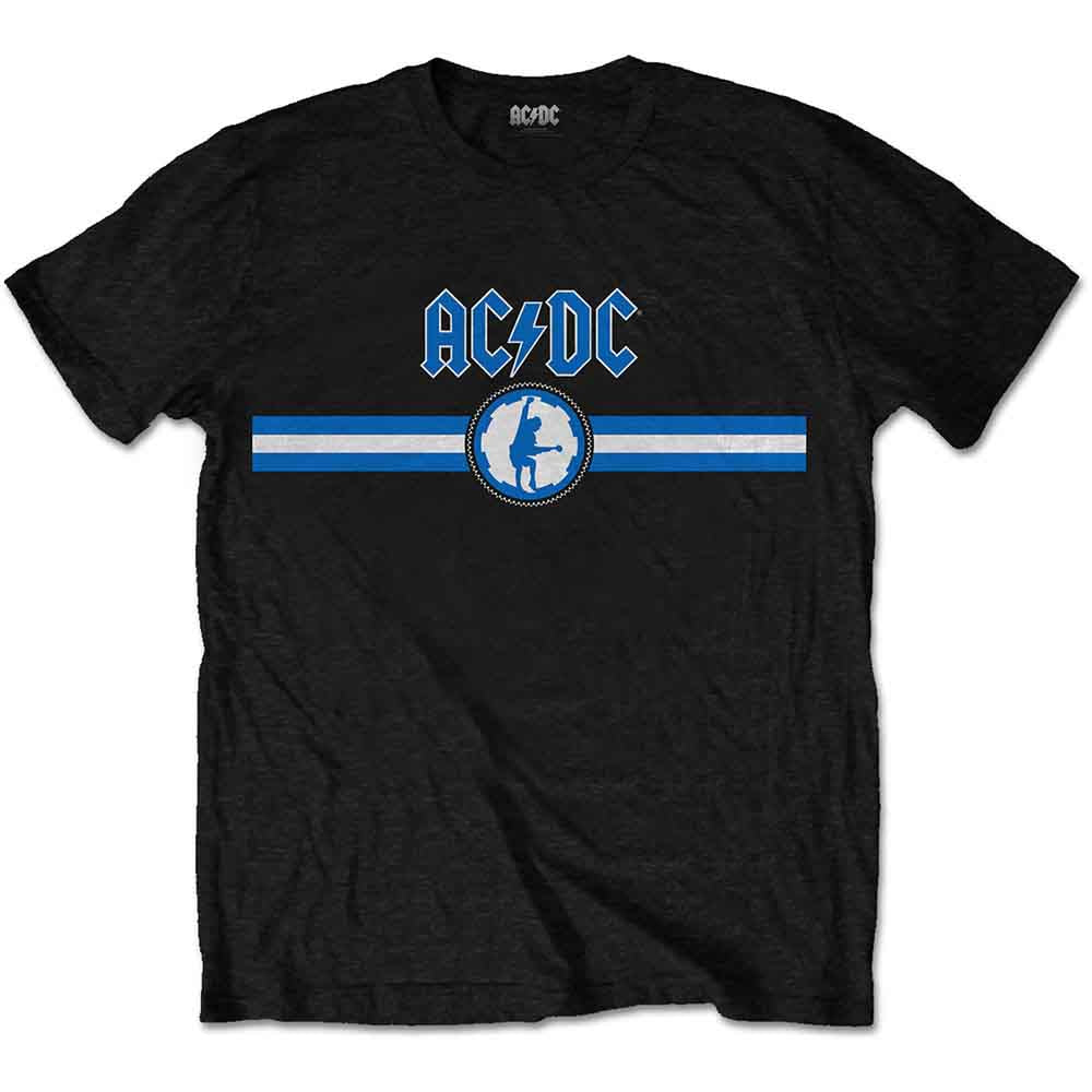 AC/DC Unisex T-Shirt Blue Logo & Stripe Black (XXL)