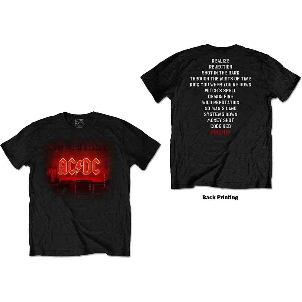 AC/DC Unisex T-Shirt Dark Stage/Tracklist (Back Print) Black (M)