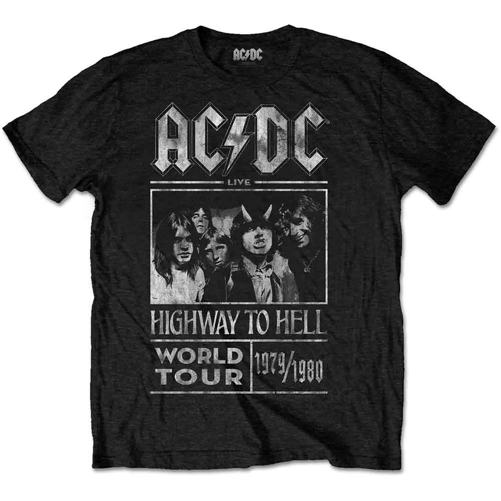 AC/DC Unisex T-Shirt Black Highway to Hell World Tour 1979/1980 (XL)