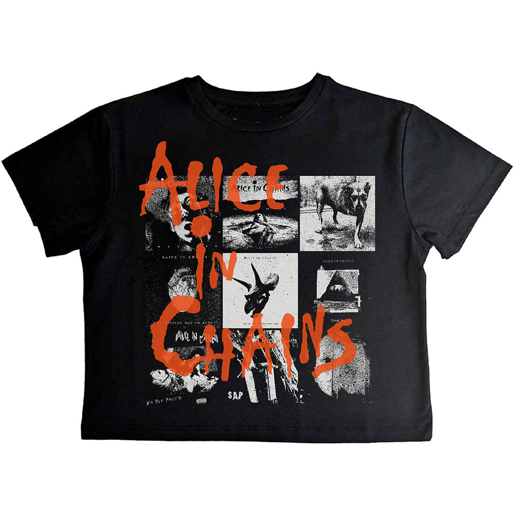 Alice In Chains Ladies Crop Top Albums Montage Black (L)