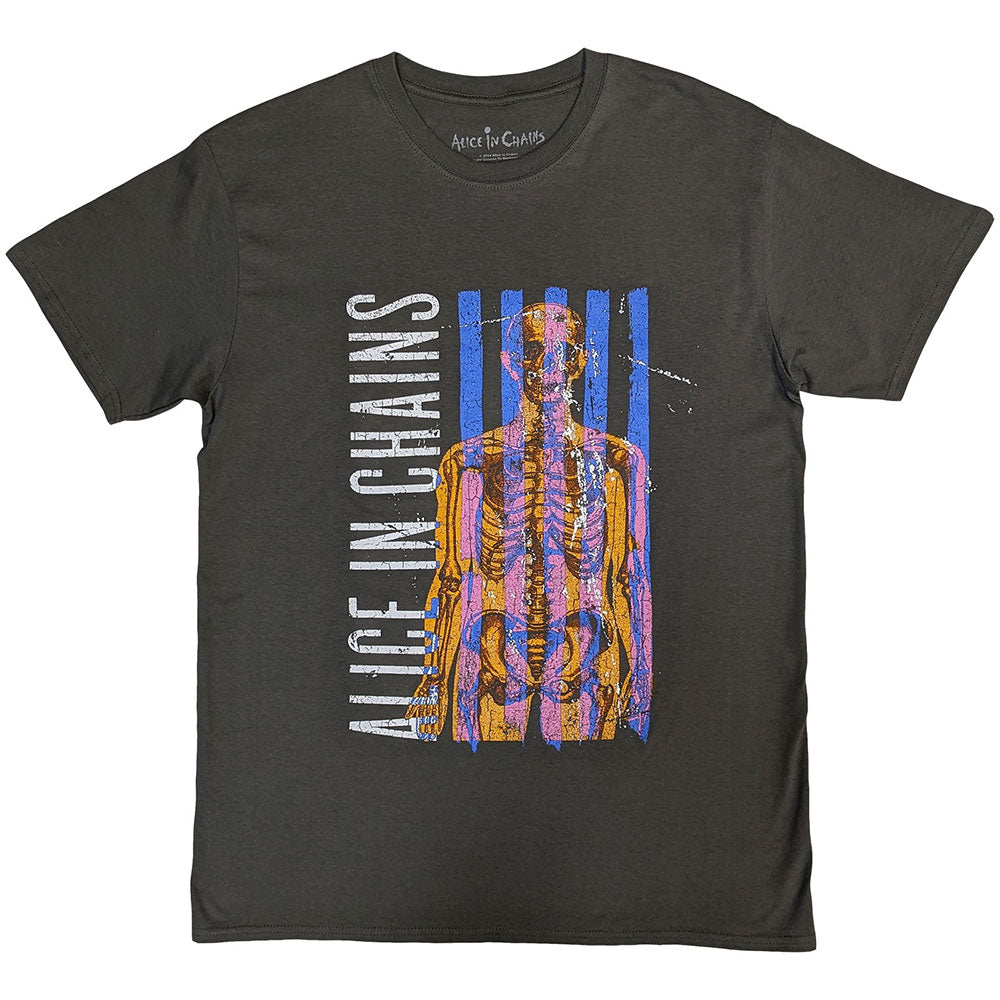 Alice In Chains Unisex Stone Wash T-Shirt Skeletal Grey (L)